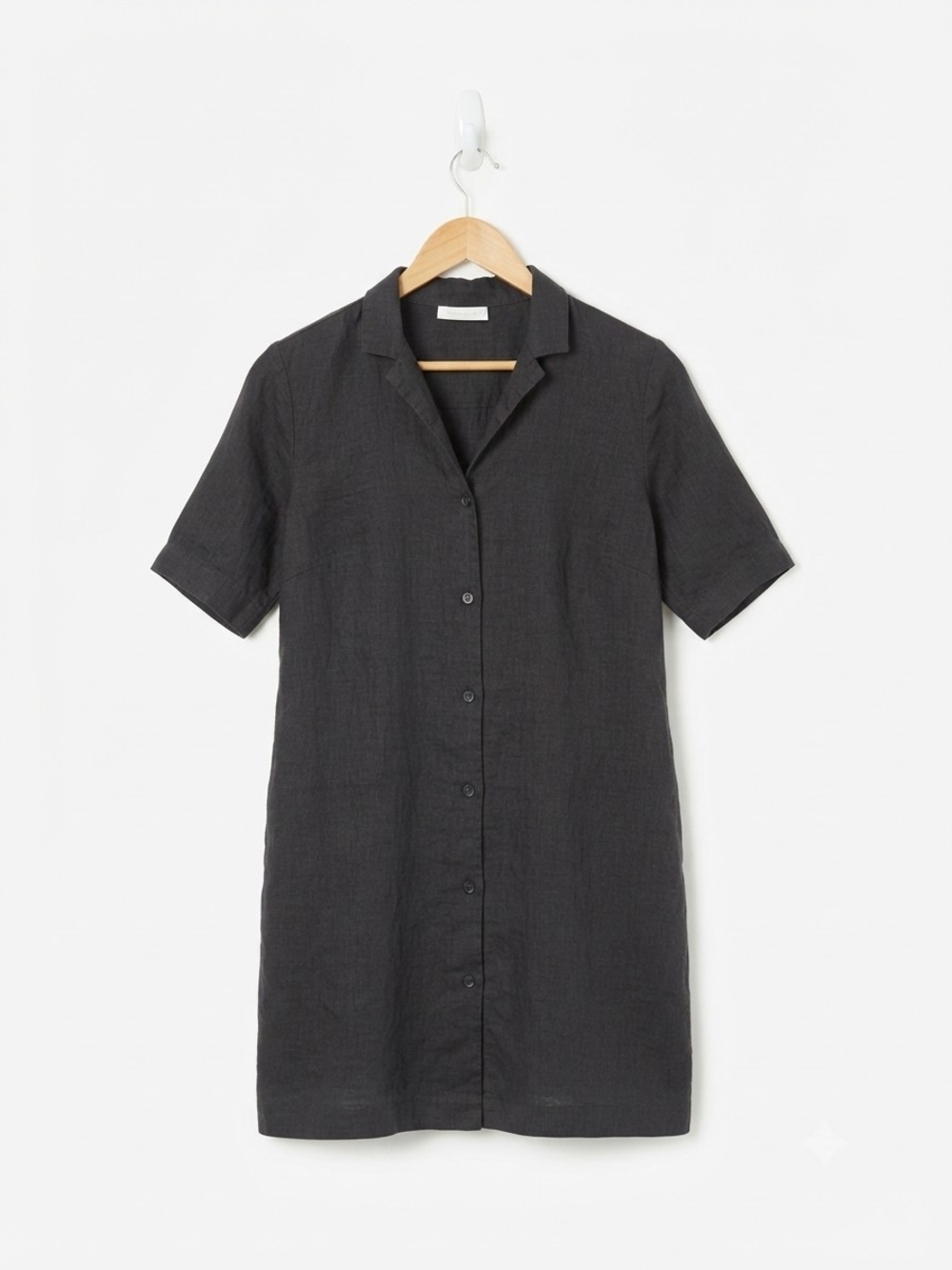 Everlane Black Linen Mini Shirt Dress Size M